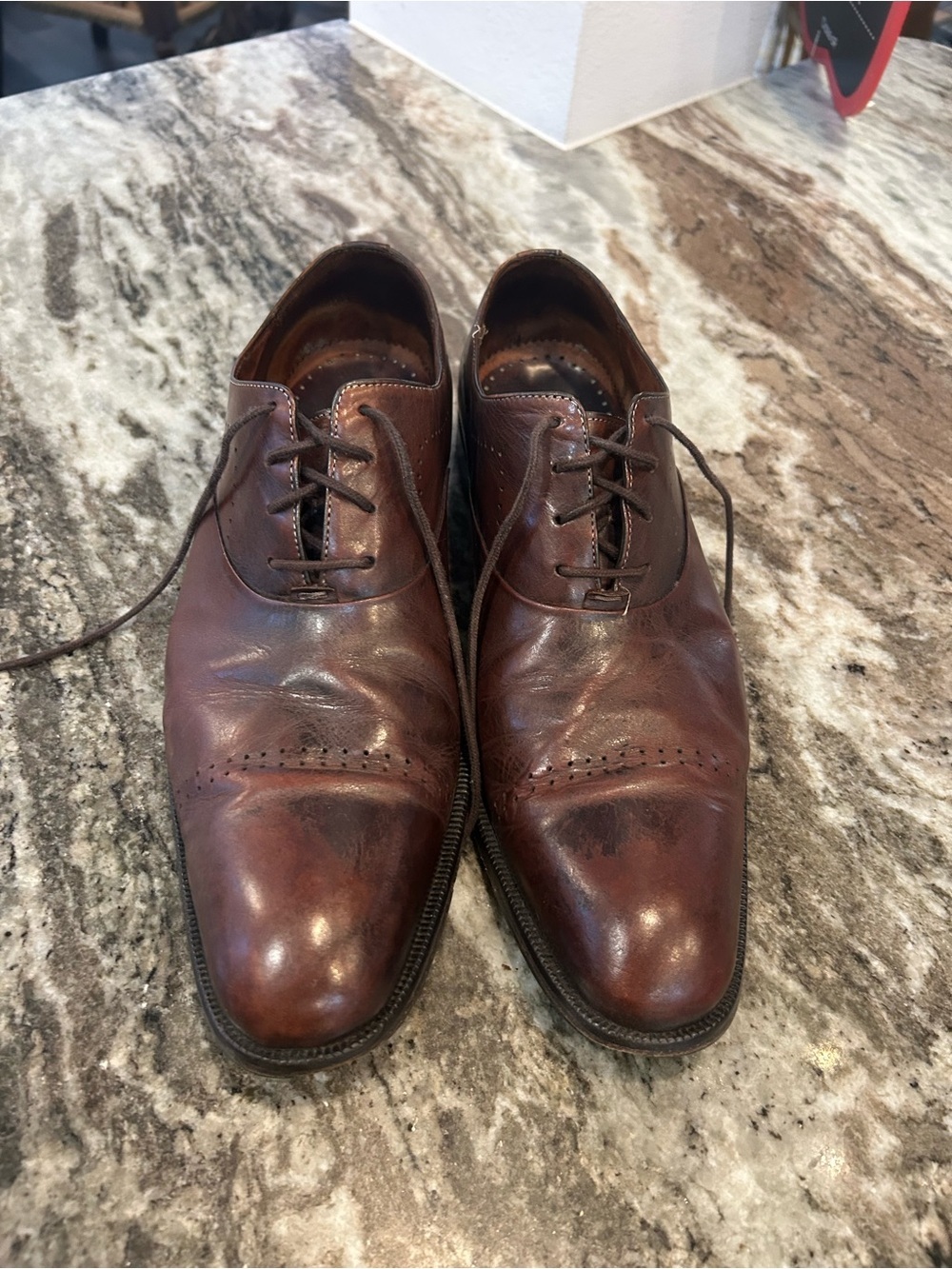 Franco Cuadra Men's Brown Leather Shoes size 28.5 euro have scuffs wear